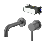 Gunmetal Wall Mounted Basin Mixer With Easybox - Arissa Gunmetal Wall Mounted Basin Mixer With Easybox - Arissa
