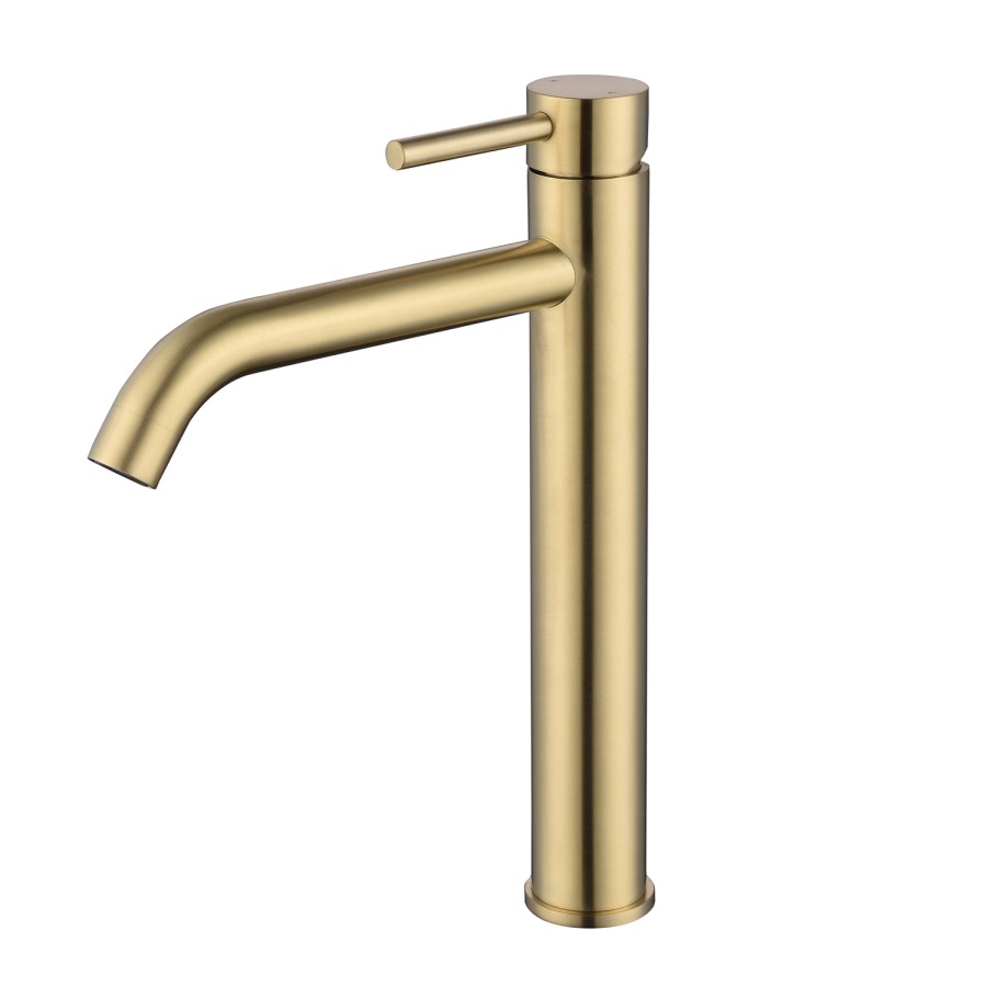 ALMOST PERFECT - Brushed Brass Tall Mono Basin Mixer Tap - Arissa