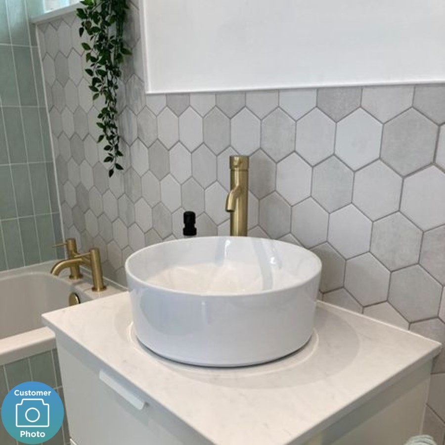 ALMOST PERFECT - Brushed Brass Tall Mono Basin Mixer Tap - Arissa