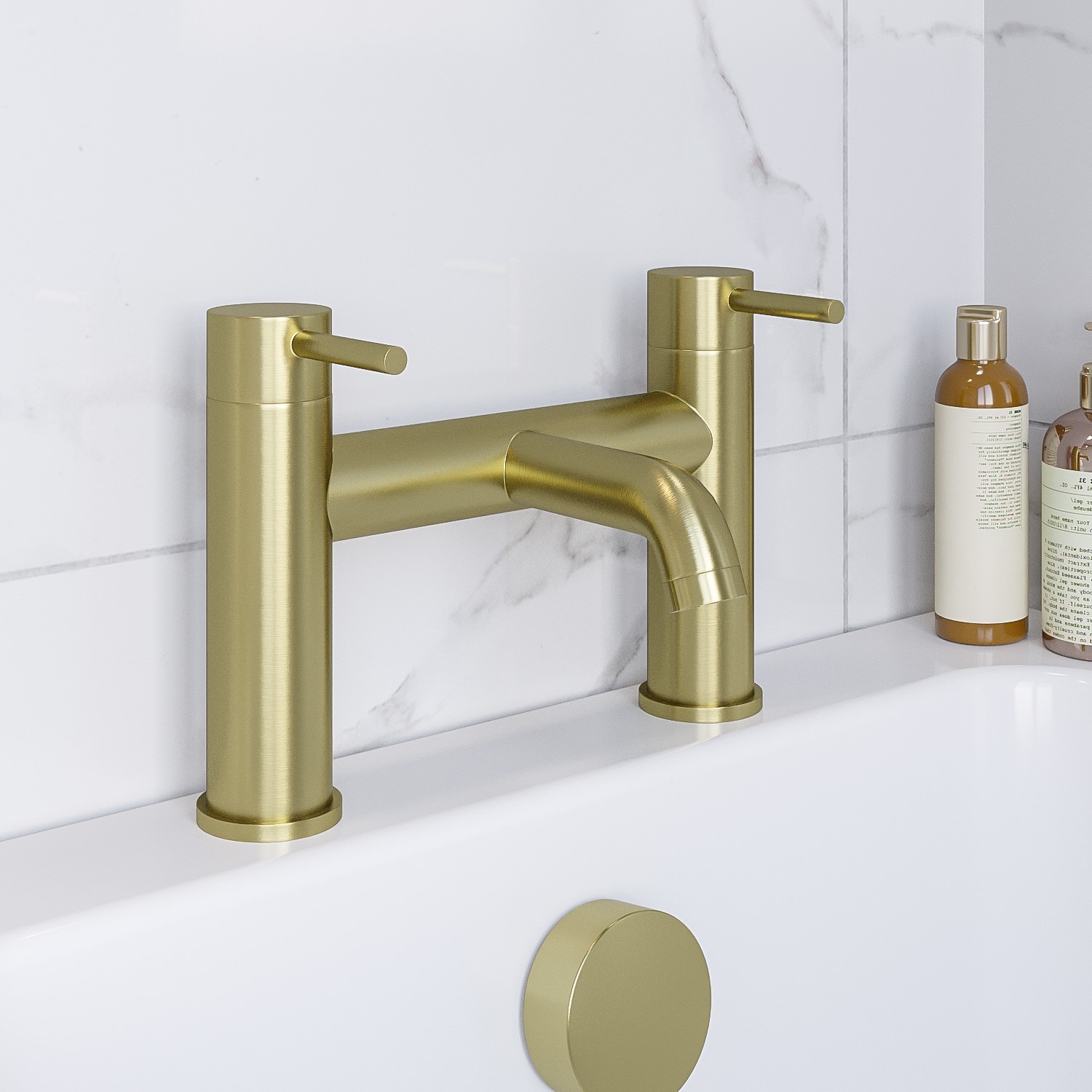 Bath Tap Basic Brushed Brass Bath Mixer Tap - Arissa - Better Bathrooms