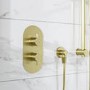 GRADE A1 - Brushed Brass 2 Outlet Concealed Thermostatic Shower Valve with Dual Control - Arissa