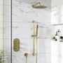 Brushed Brass 2 Outlet Concealed Thermostatic Shower Valve with Dual Control - Arissa