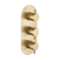 Brushed Brass 2 Outlet Concealed Thermostatic Shower Valve with Triple Control - Arissa Brushed Brass 2 Outlet Concealed Thermostatic Shower Valve with Triple Control - Arissa