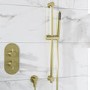 Brushed Brass  Round Adjustable Height Slide Rail Kit with Hand Shower - Arisssa