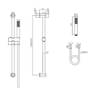Brushed Brass  Round Adjustable Height Slide Rail Kit with Hand Shower - Arisssa