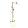 Brushed Brass Thermostatic Mixer Shower with Round Overhead & Pencil Hand Shower - Arissa