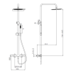 Brushed Brass Thermostatic Mixer Shower with Round Overhead &amp; Pencil Hand Shower - Arissa