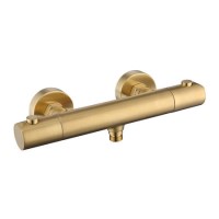 Brushed Brass 1 Outlet Thermostatic Exposed Bar Shower Valve - Arissa Brushed Brass 1 Outlet Thermostatic Exposed Bar Shower Valve - Arissa