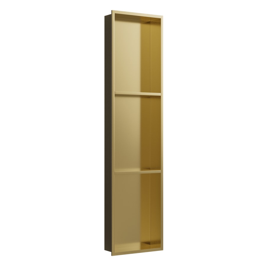 Brass Shower Niche with Shelves 305 x 1210mm