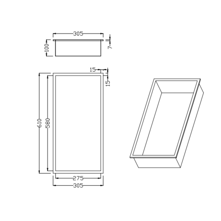 Brass Shower Niche 610 x 305mm - Arissa
