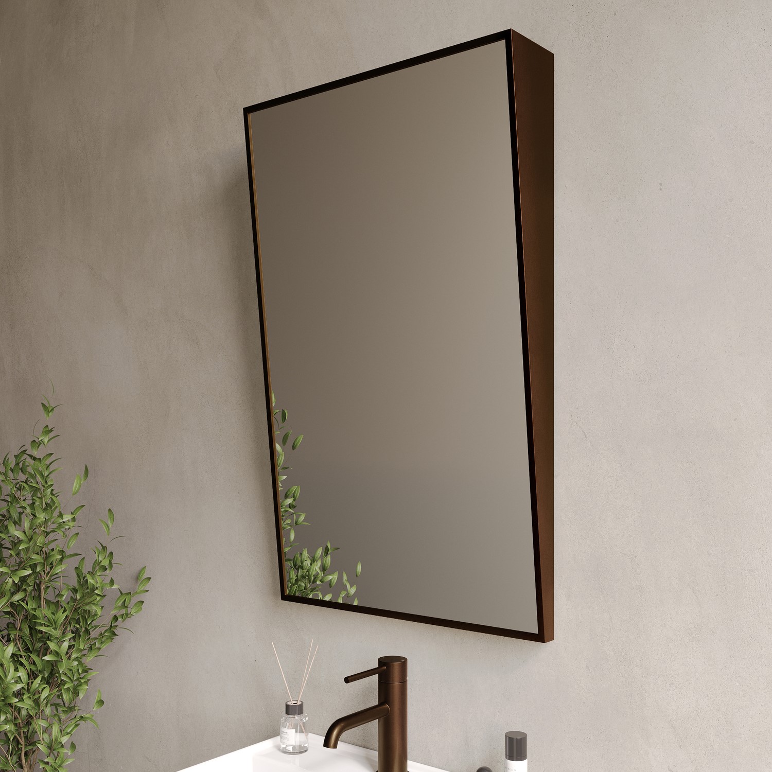 Arissa Bronze Rectangular Angled Bathroom Mirror 500 X 800Mm