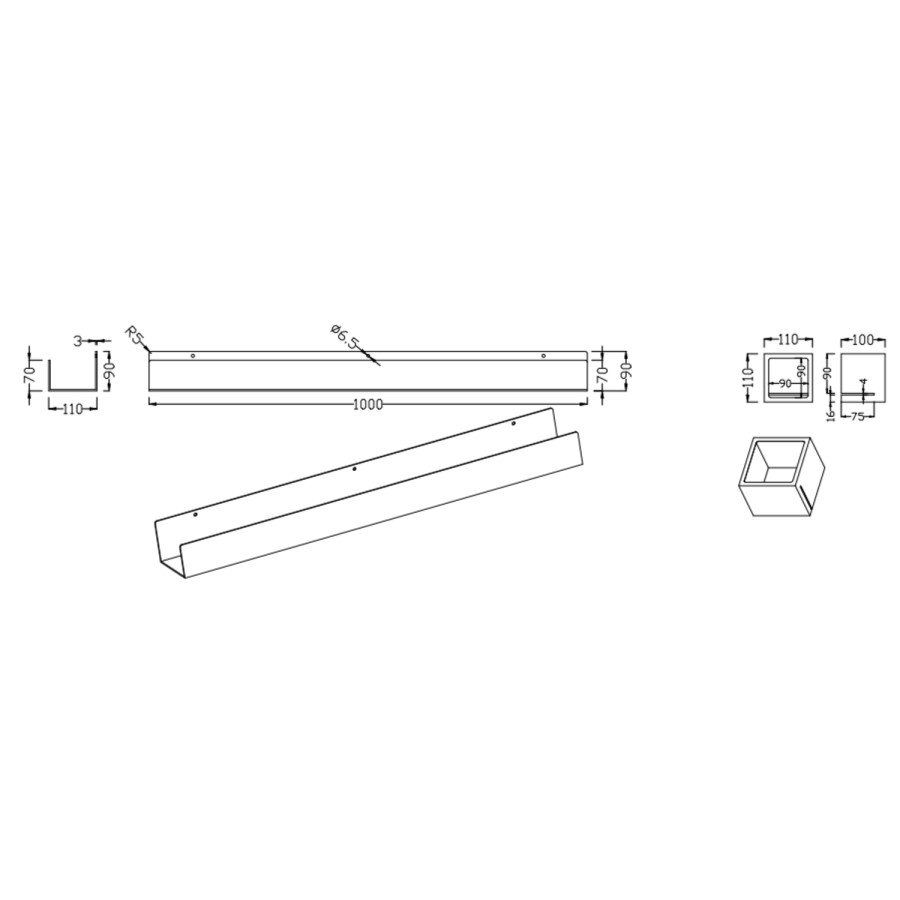 Brass Bathroom Organiser Shelf 1000mm - Arissa