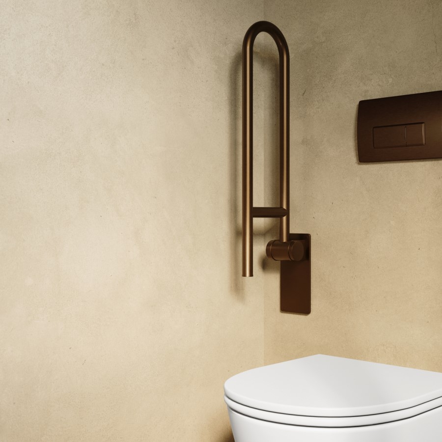 ONLY OPENED - Bronze Folding Bathroom Grab Rail 600 x 160mm - Arissa