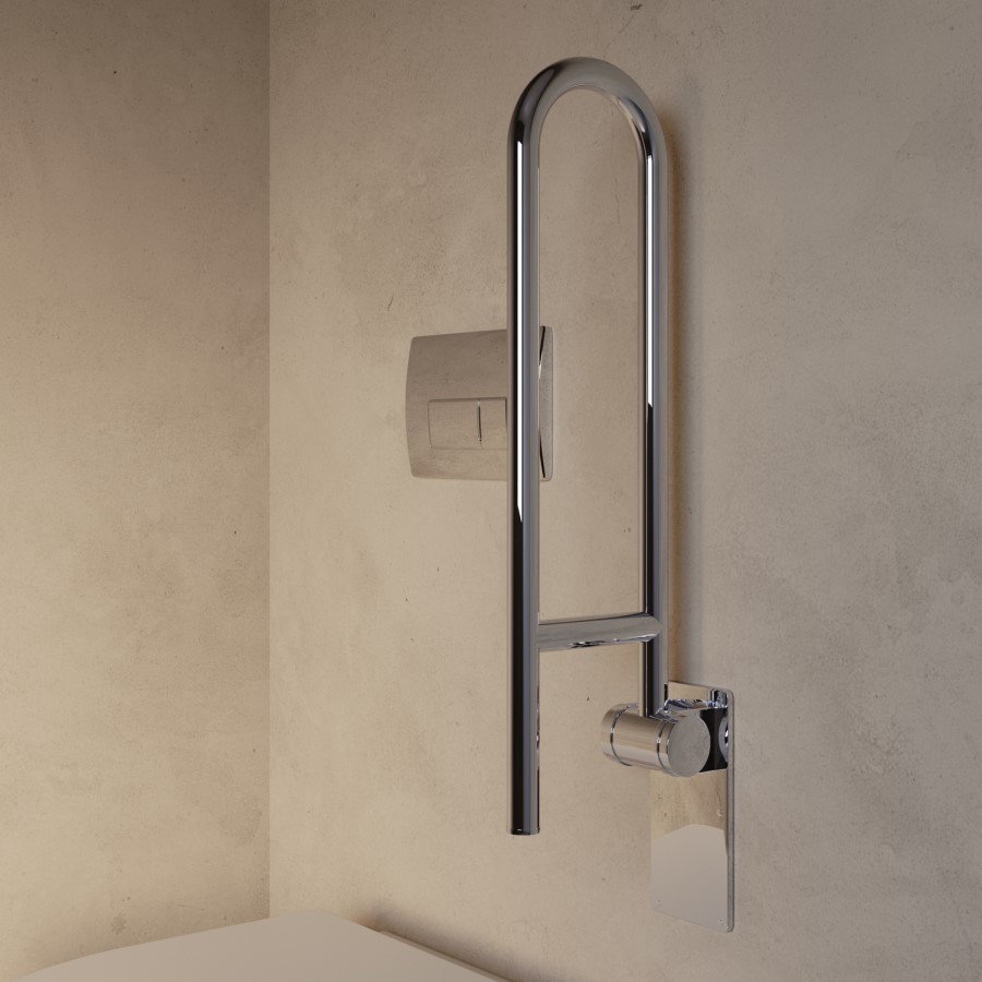 Chrome Folding Bathroom Grab Rail 600 x 160mm - Arissa