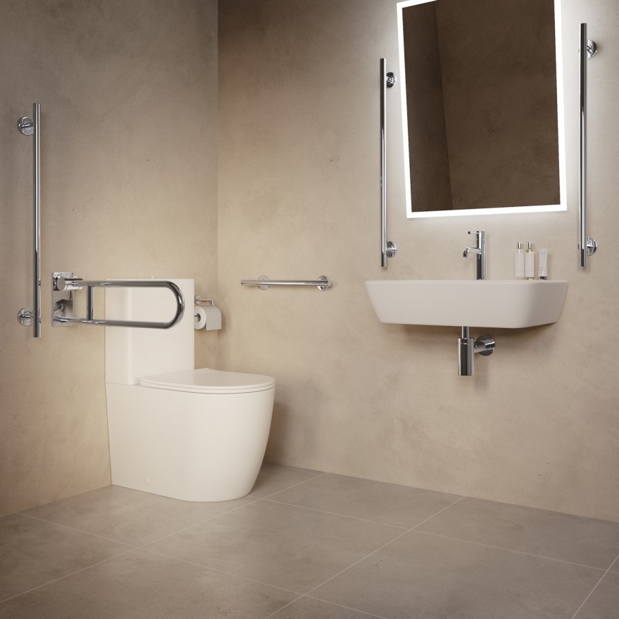Chrome Bathroom Grab Rail 700 x 77mm - Arissa