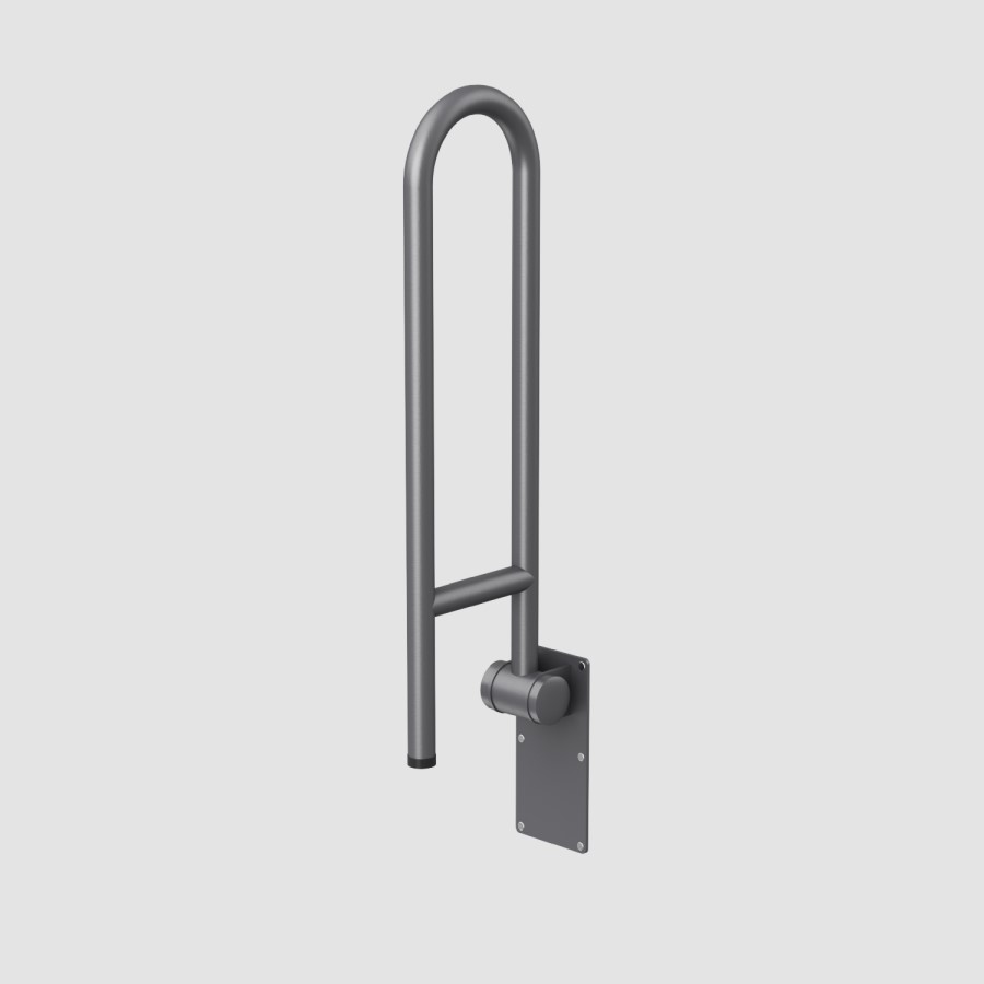 Gunmetal Grey Folding Bathroom Grab Rail 600 x 160mm - Arissa