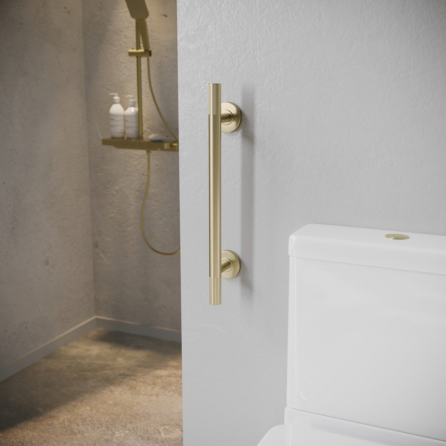 Arissa Brass Knurled Bathroom Grab Rail 600 X 77Mm