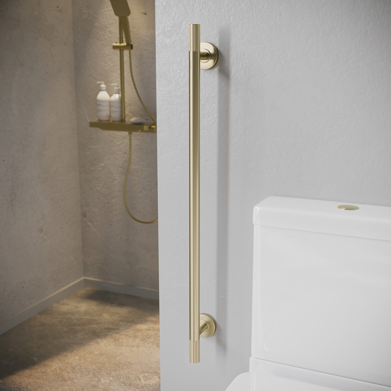 Arissa Brass Knurled Bathroom Grab Rail 800 X 77Mm