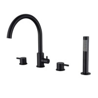 GRADE A1 - Black 4 Hole Bath Shower Mixer Tap - Arissa
