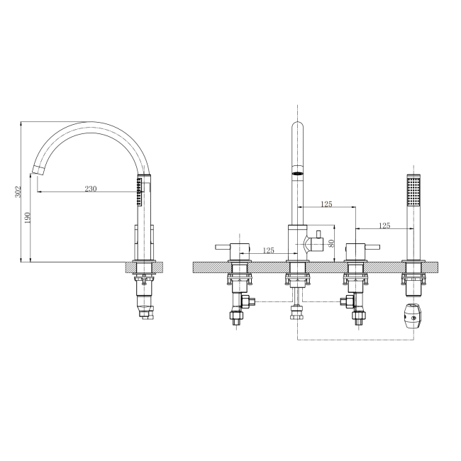 Black 4 Hole Bath Shower Mixer Tap - Arissa - Better Bathrooms