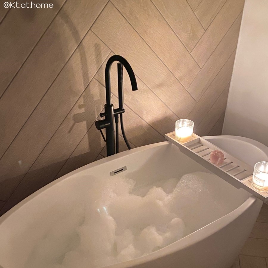Black Freestanding Bath Shower Mixer Tap - Arissa