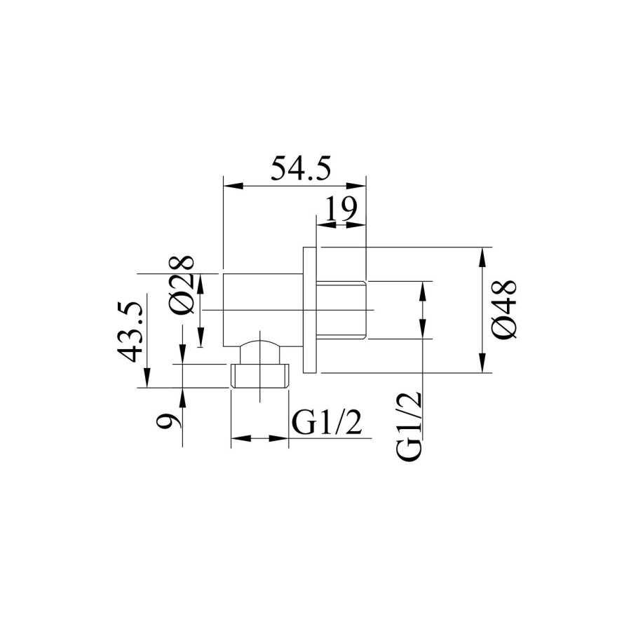 GRADE A2 - Black Shower Outlet Elbow for Concealed Showers - Arissa