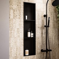 Black Shower Niche with Shelves 305 x 1210mm - Arissa Black Shower Niche with Shelves 305 x 1210mm - Arissa