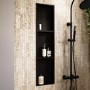 Black Shower Niche with Shelves 305 x 1210mm - Arissa