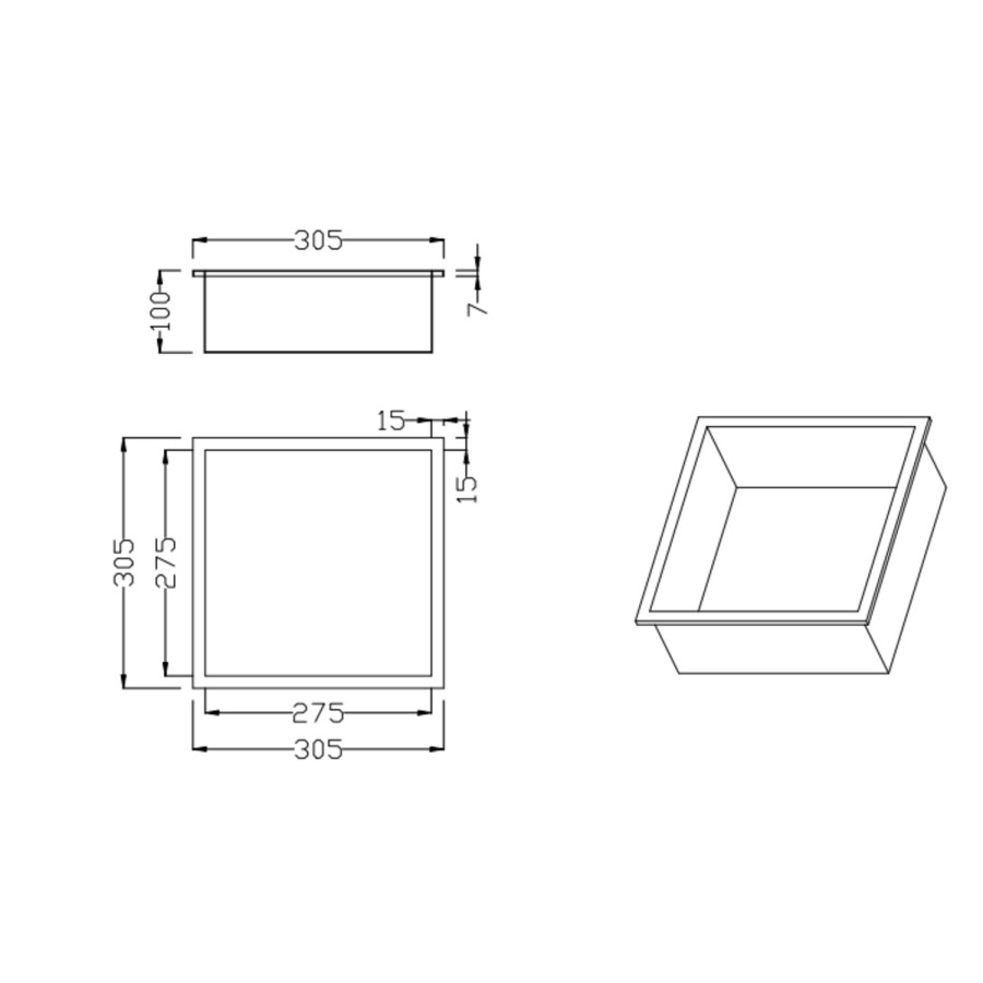 Black Shower Niche 305 x 305mm - Arissa
