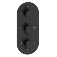 Matt Black Triple Outlet Triple Handle Thermostatic Concealed Shower Valve - Arissa
