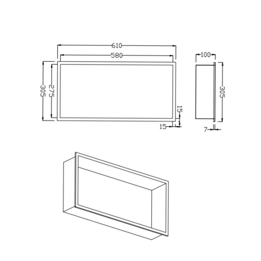 Black Shower Niche 610 x 305mm - Arissa