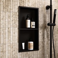 Black Shower Niche with Shelf 305 x 610mm - Arissa Black Shower Niche with Shelf 305 x 610mm - Arissa