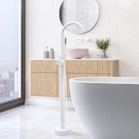 White Freestanding Bath Shower Mixer Tap - Arissa White Freestanding Bath Shower Mixer Tap - Arissa