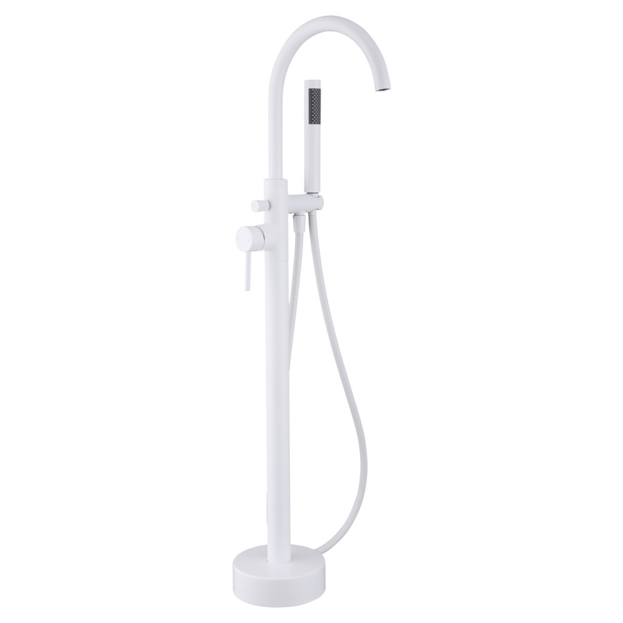Matt White Tap Set With Freestanding Tap And Basin Mixer - Arissa