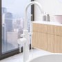 Matt White Tap Set With Freestanding Tap And Basin Mixer - Arissa