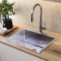 Single Bowl Inset Chrome Stainless Steel Kitchen Sink - Enza Aria