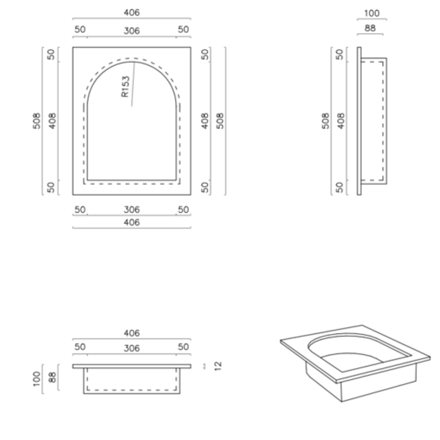 Arched Tilable Shower Niche 508 x 406mm - Arissa
