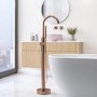 GRADE A2 - Brushed Bronze Freestanding Bath Shower Mixer Tap - Arissa