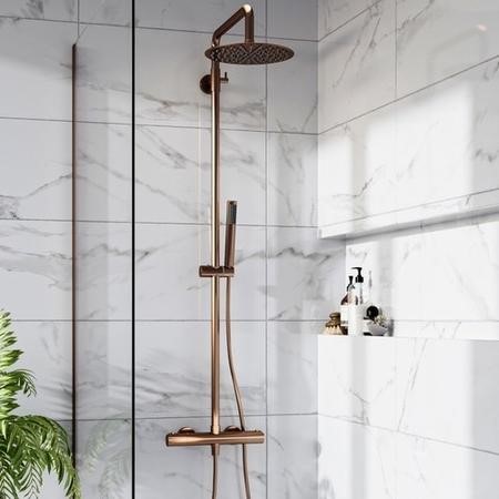 Brushed Bronze Thermostatic Bar Mixer Shower with Slide Rail Kit