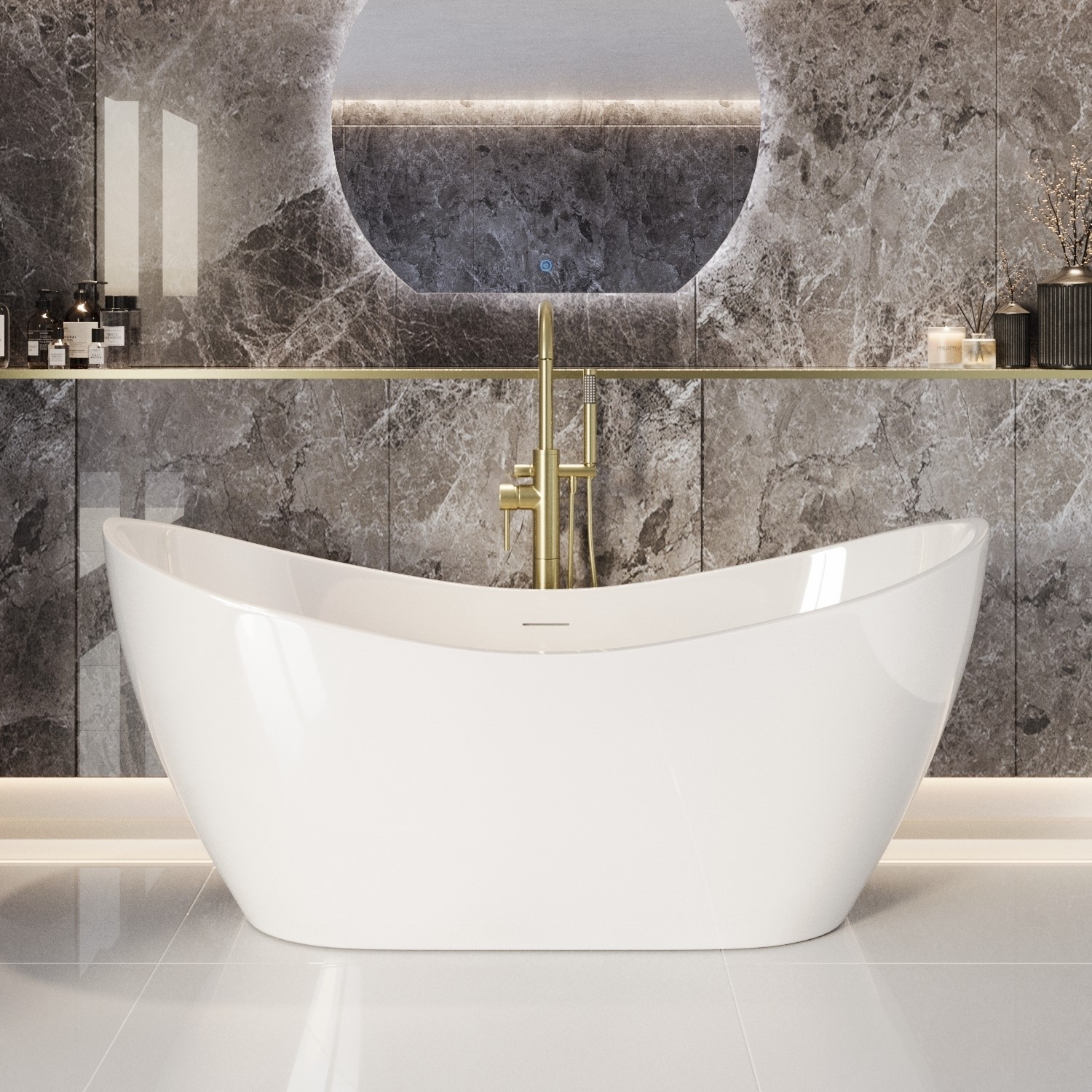 Arles White Freestanding Double Ended Slipper Bath 1700 X 795Mm
