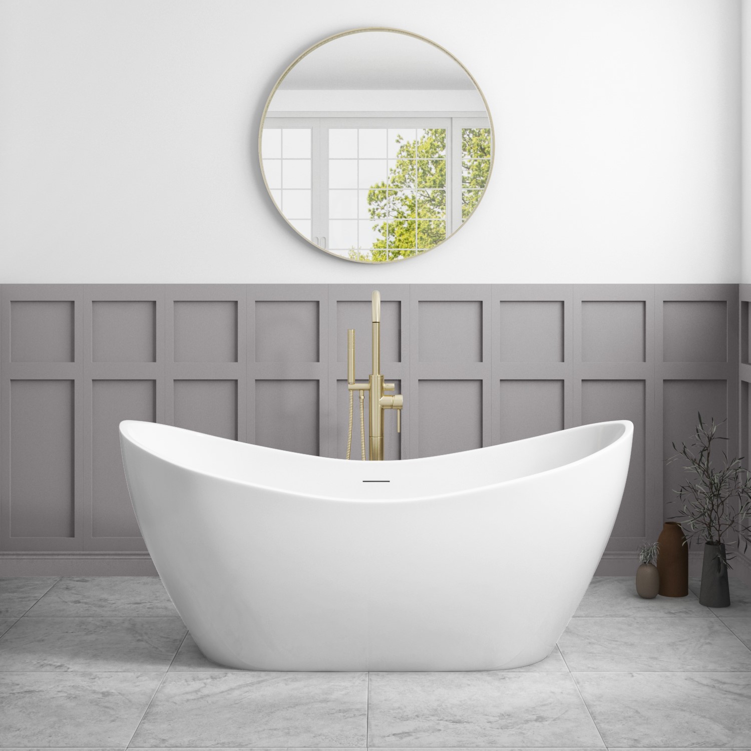 Kensington 1550mm x 720mm Single Ended Freestanding Slipper Roll Top Bath  with Chrome Claw Feet - Wholesale Domestic