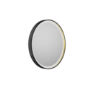 Round Black & Brass Heated Bathroom Mirror with Lights 600mm - Arlo