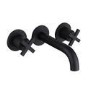 GRADE A1 - Black Crosshead Handle Wall Mounted Basin Mixer Tap - Arissa