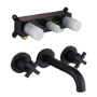 Black Crosshead Handle Wall Mounted Basin Mixer Tap - Arissa