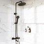 Black Round Thermostatic Mixer Shower Set with Bath Filler Spout - Arissa