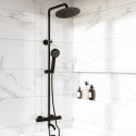 ARMBEXPSWS Black Round Thermostatic Mixer Shower Set with Bath Filler Spout - Arissa