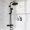 ARMBEXPSWS Black Round Thermostatic Mixer Shower Set with Bath Filler Spout - Arissa