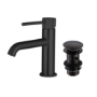 Matt Black Fluted Cloakroom Mono Basin Mixer Tap with Waste - Arissa