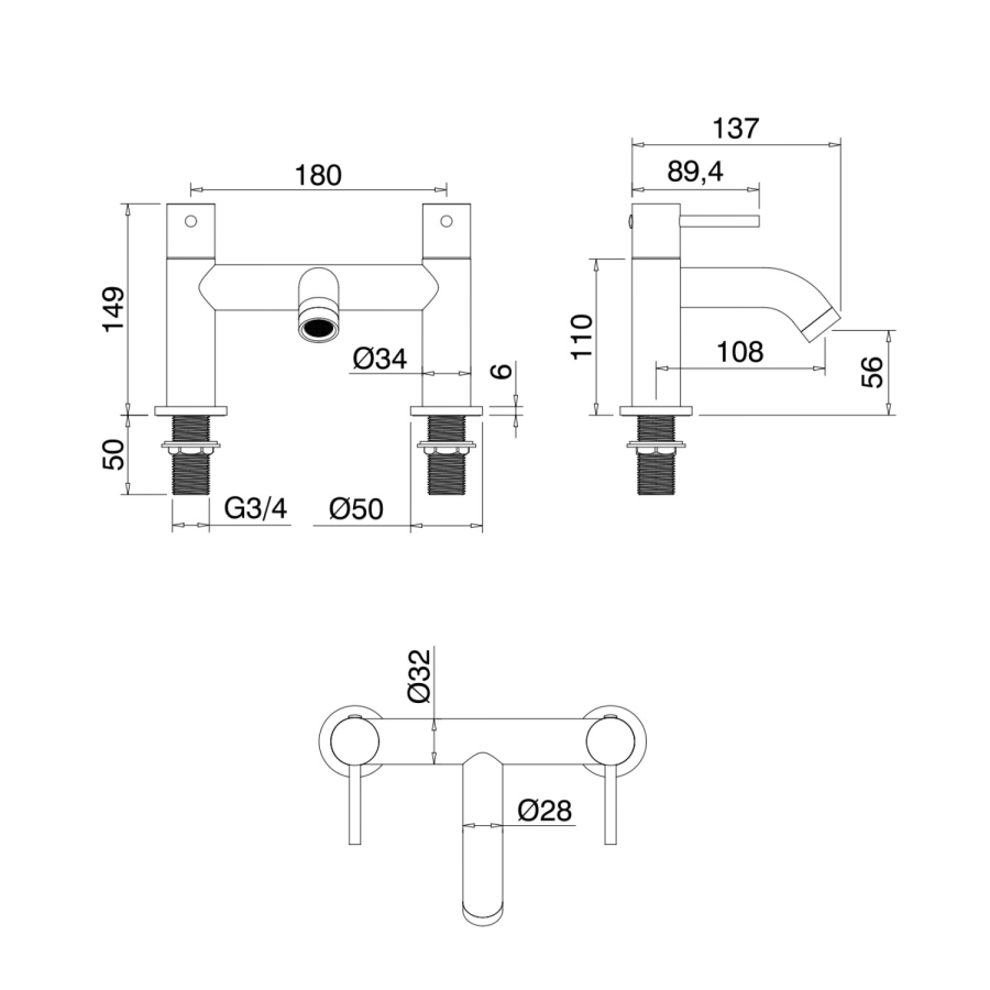Brushed Bronze Bath Mixer Tap - Arissa