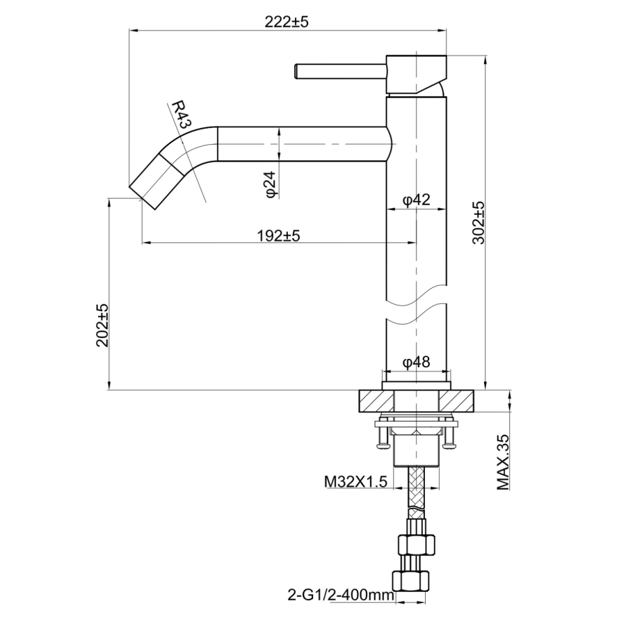Brushed Bronze Tall Mono Basin Mixer Tap - Arissa